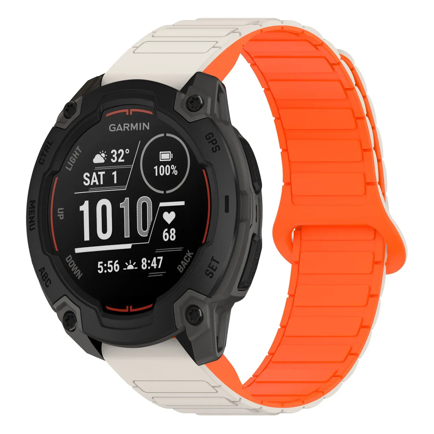 ie.g.r88.17.12 Main Beige & Orange StrapsCo MagLoop Active Watch Band Strap for Garmin Instinct E – 40mm