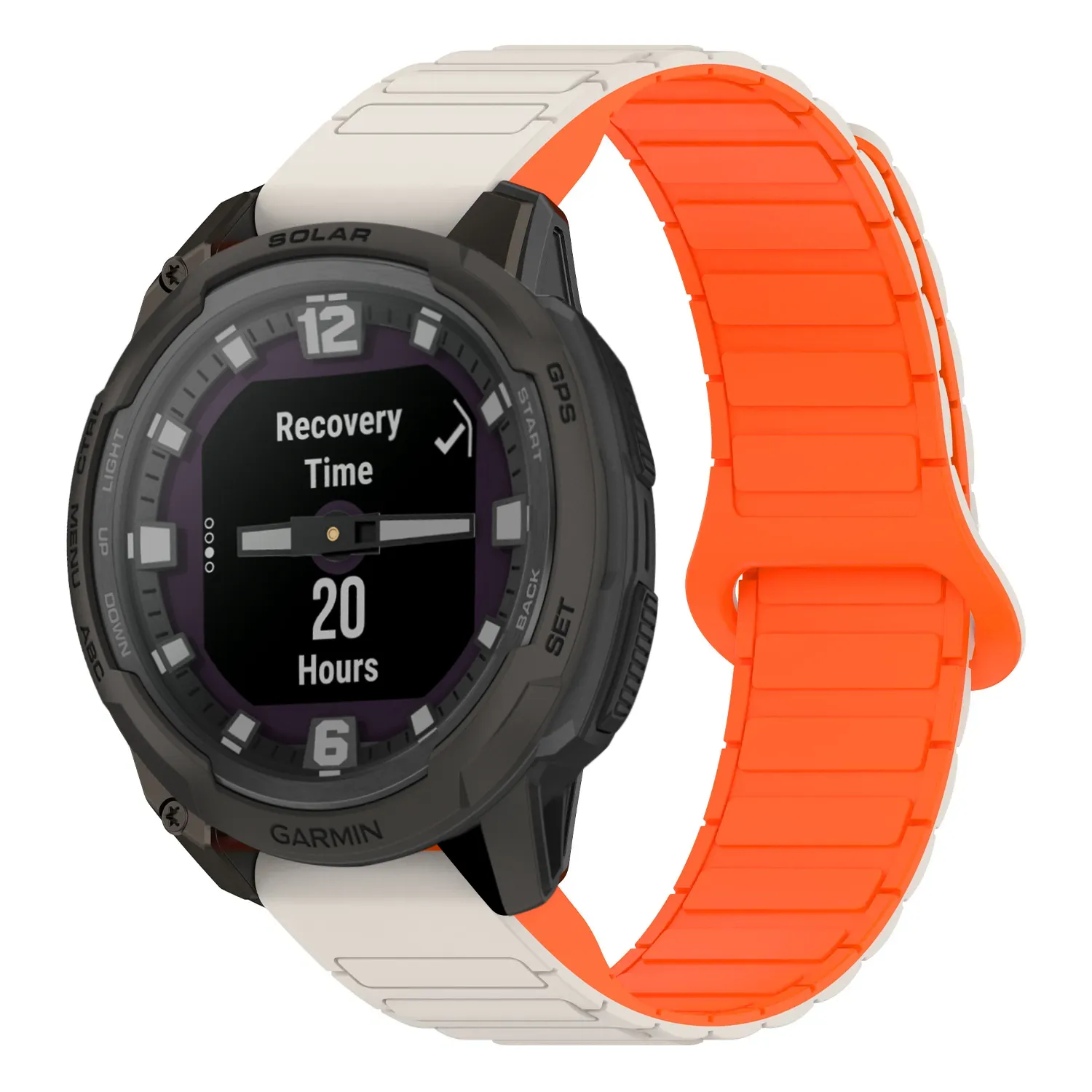 ie.g.r88.17.12 Main Beige & Orange StrapsCo MagLoop Active Watch Band Strap for Garmin Instinct E – 45mm