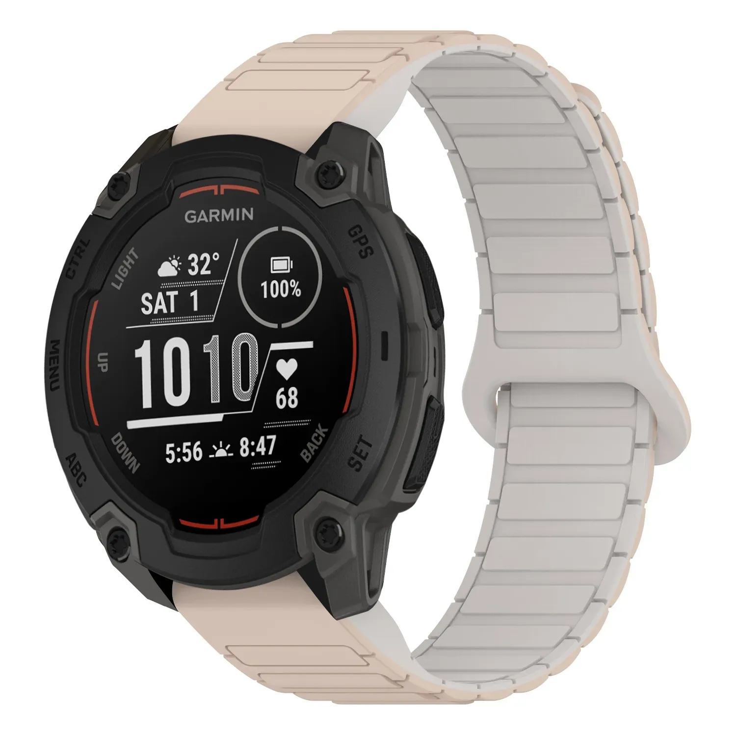 ie.g.r88.17.22 Main Beige & White StrapsCo MagLoop Active Watch Band Strap for Garmin Instinct E – 40mm