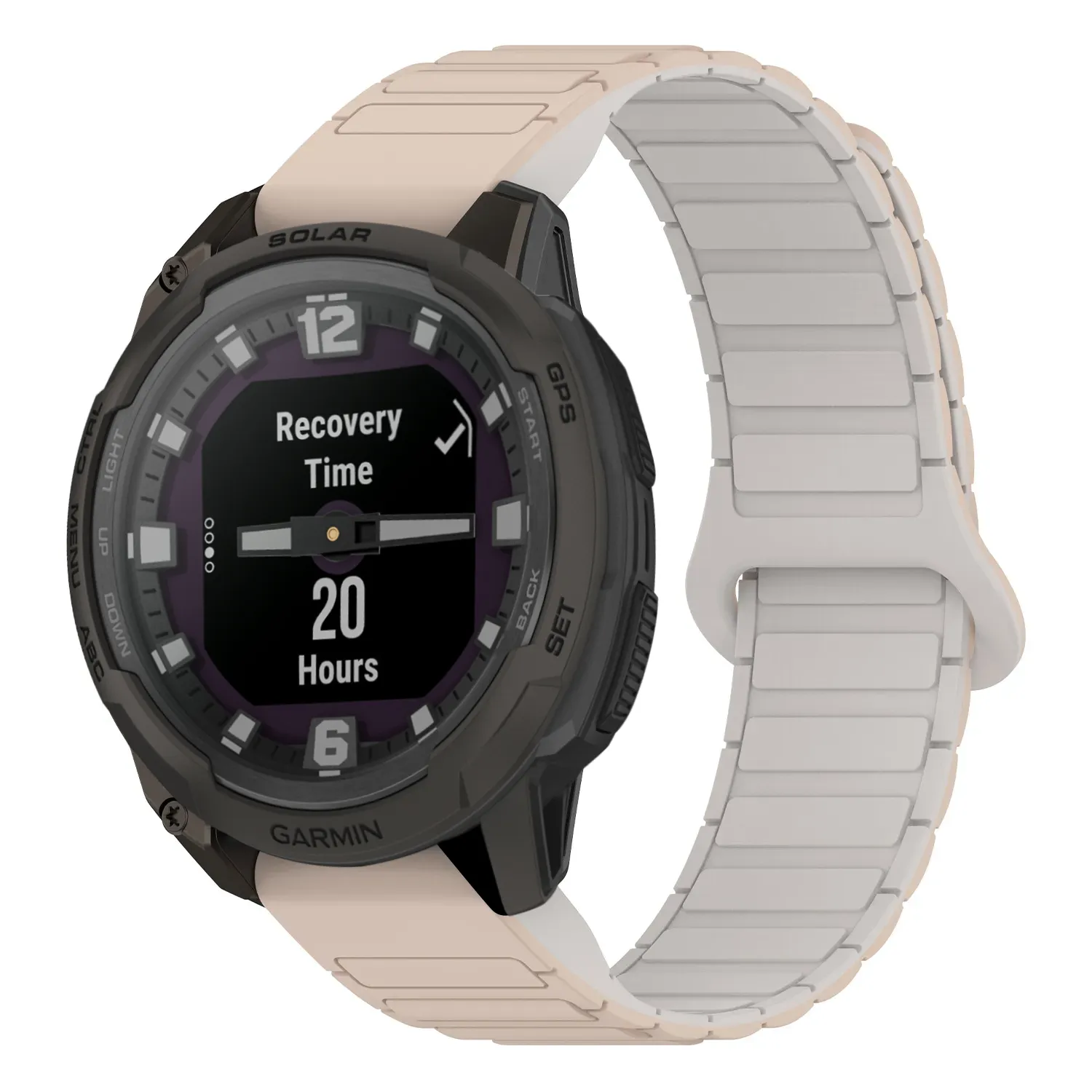 ie.g.r88.17.22 Main Beige & White StrapsCo MagLoop Active Watch Band Strap for Garmin Instinct E – 45mm