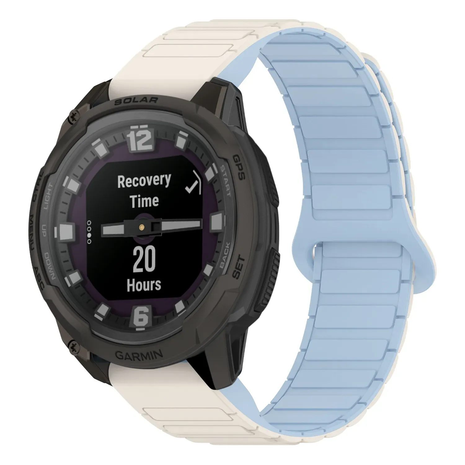 ie.g.r88.22.5 Main White & Sky StrapsCo MagLoop Active Watch Band Strap for Garmin Instinct E – 45mm