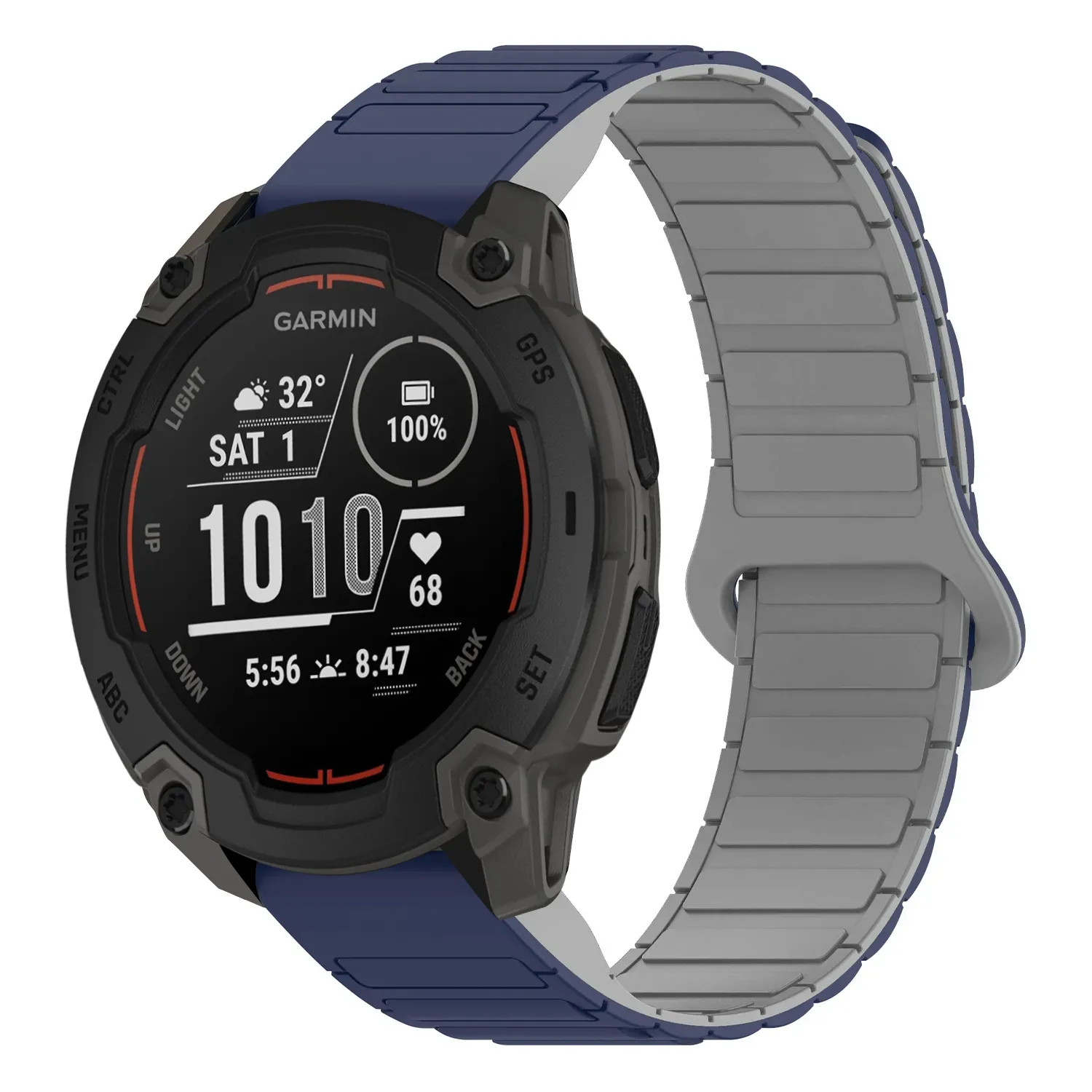 ie.g.r88.5.7 Main Midnight & Grey StrapsCo MagLoop Active Watch Band Strap for Garmin Instinct E – 40mm
