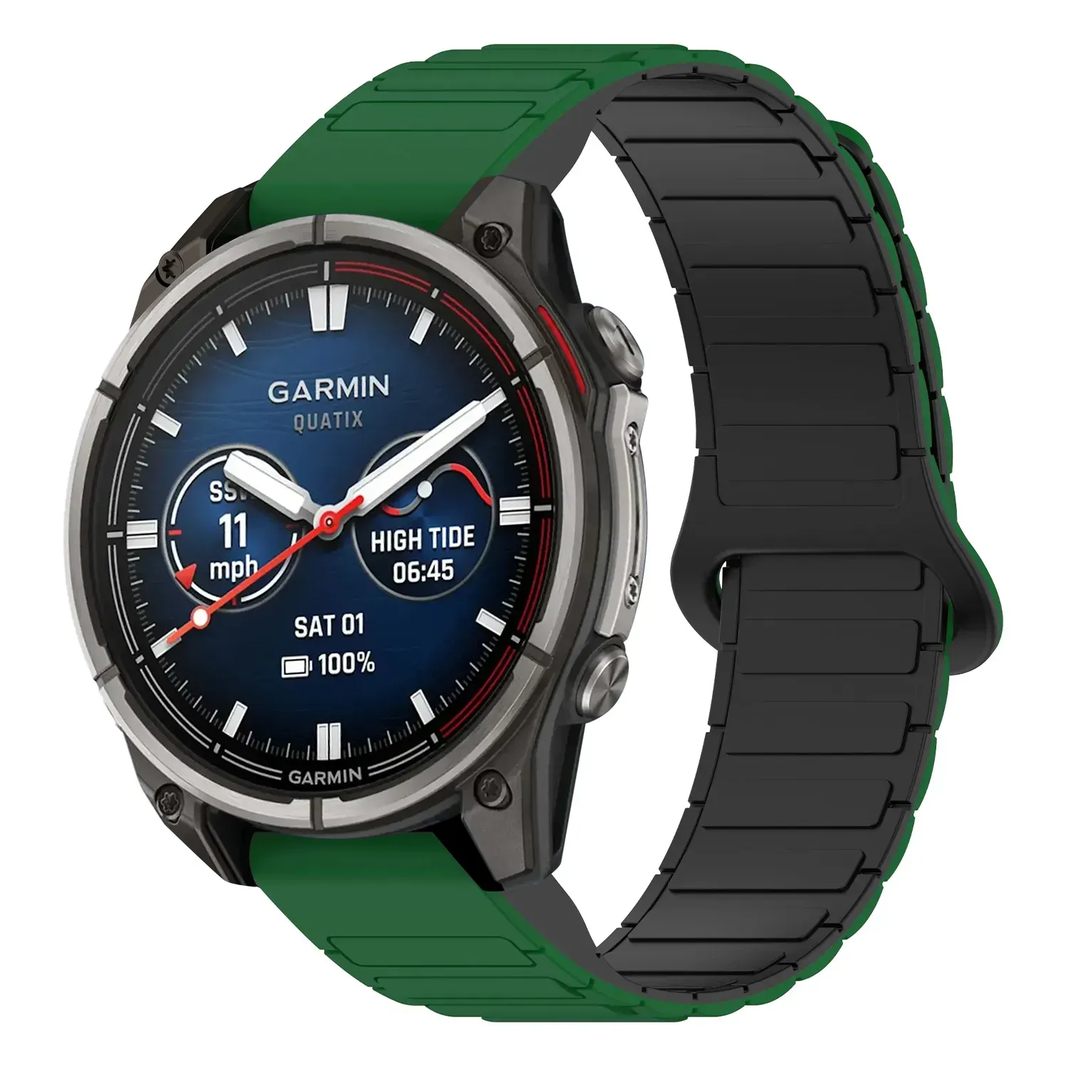 qtx8.g.r88.11.1 Main Green & Black StrapsCo MagLoop Active Watch Band Strap for Garmin Quatix 8 – 47mm
