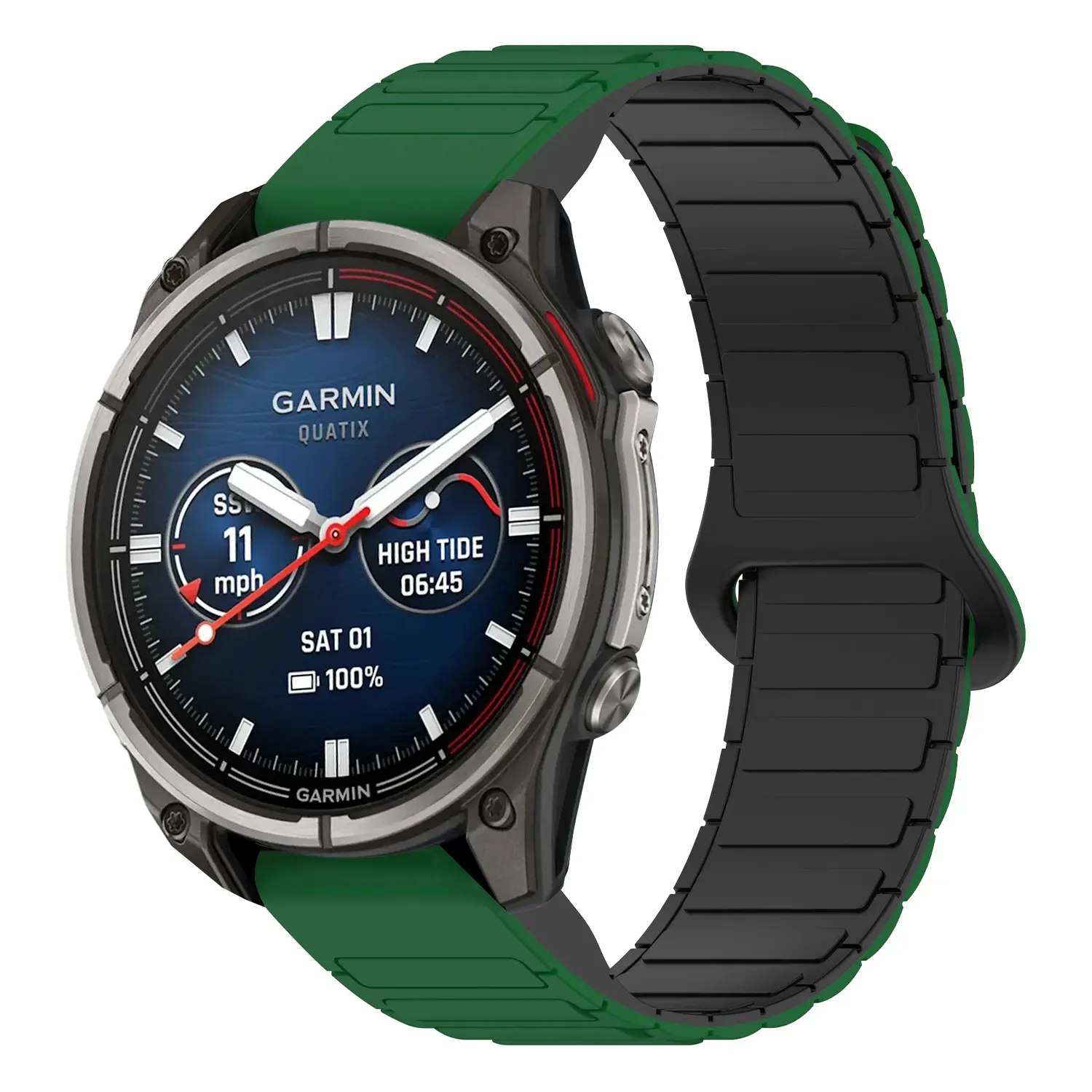 qtx8.g.r88.11.1 Main Green & Black StrapsCo MagLoop Active Watch Band Strap for Garmin Quatix 8 – 51mm