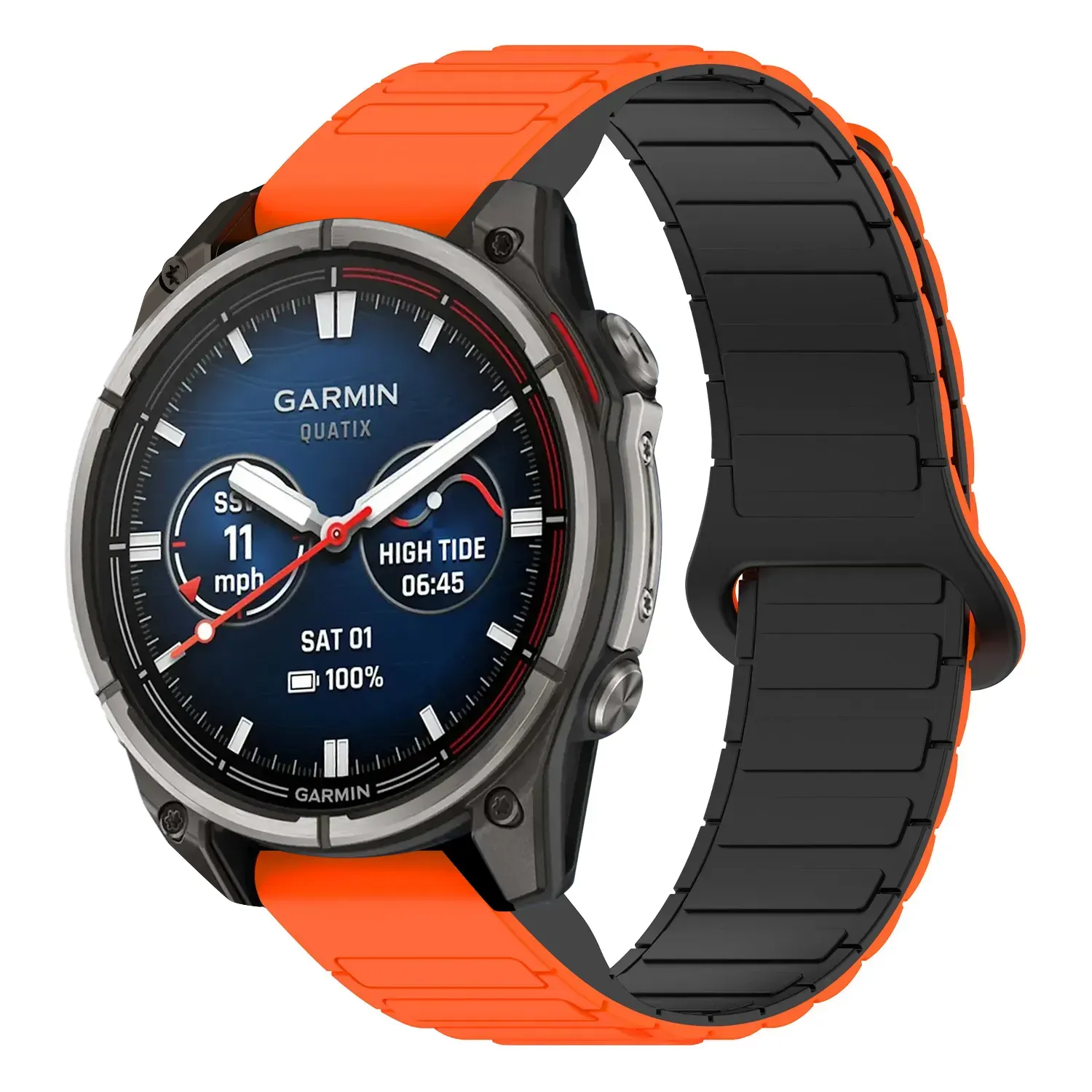 qtx8.g.r88.12.1 Main Orange & Black StrapsCo MagLoop Active Watch Band Strap for Garmin Quatix 8 – 47mm