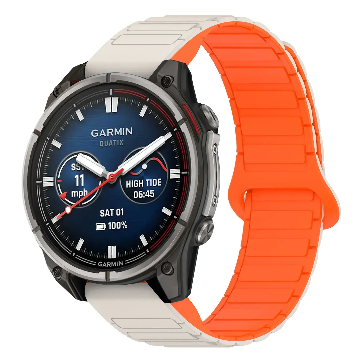 qtx8.g.r88.17.12 Main Beige & Orange StrapsCo MagLoop Active Watch Band Strap for Garmin Quatix 8 – 47mm