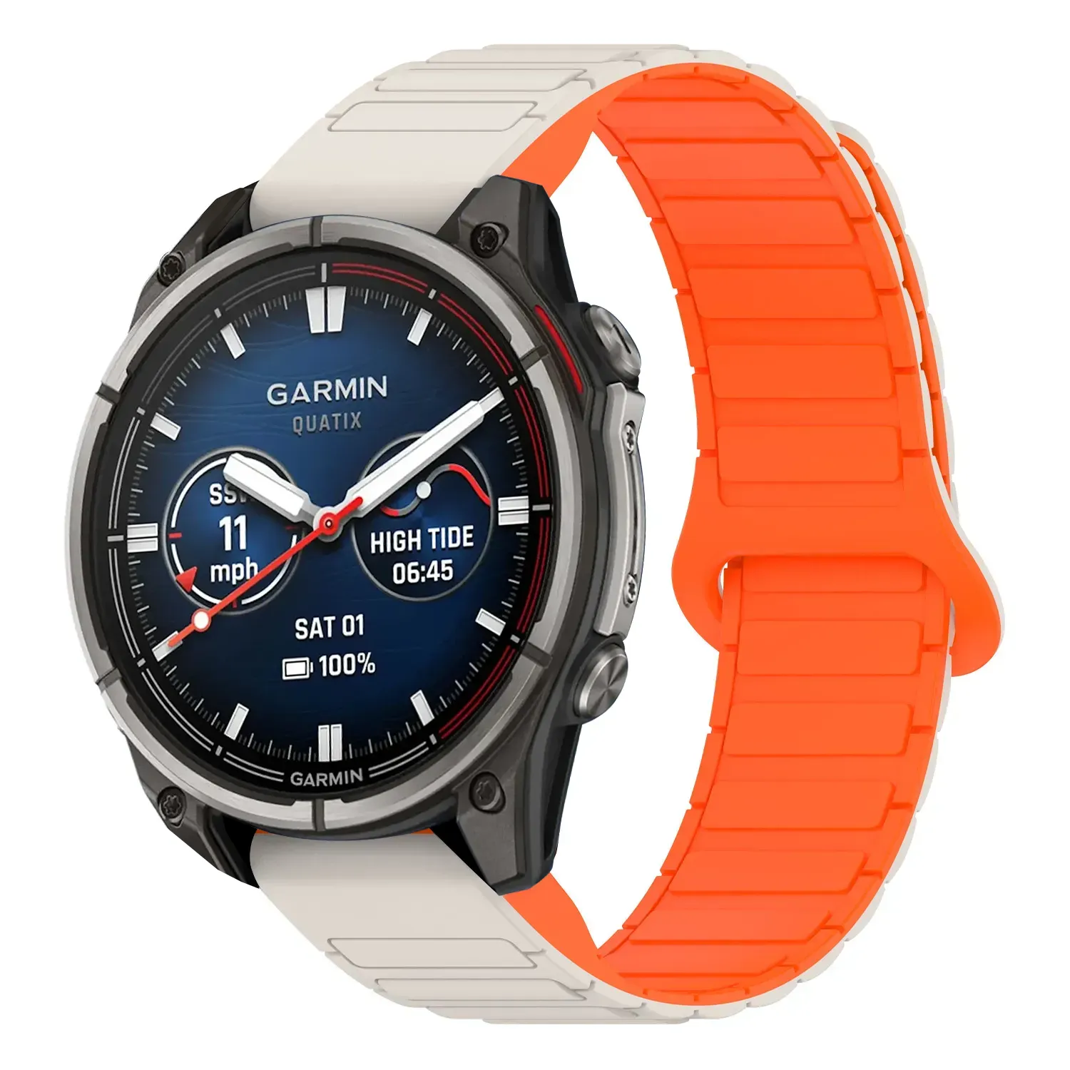 qtx8.g.r88.17.12 Main Beige & Orange StrapsCo MagLoop Active Watch Band Strap for Garmin Quatix 8 – 51mm
