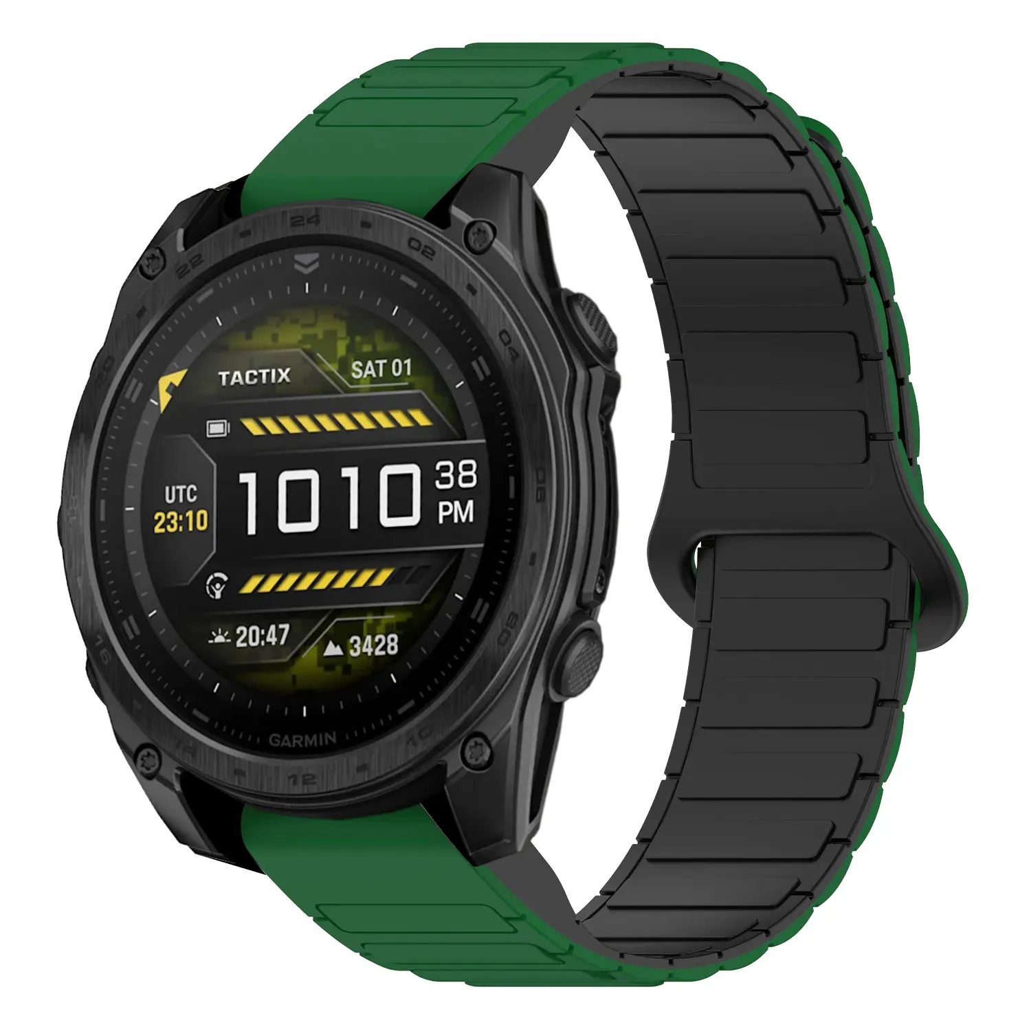 t8.g.r88.11.1 Main Green & Black StrapsCo MagLoop Active Watch Band Strap for Garmin Tactix 8 – 51mm