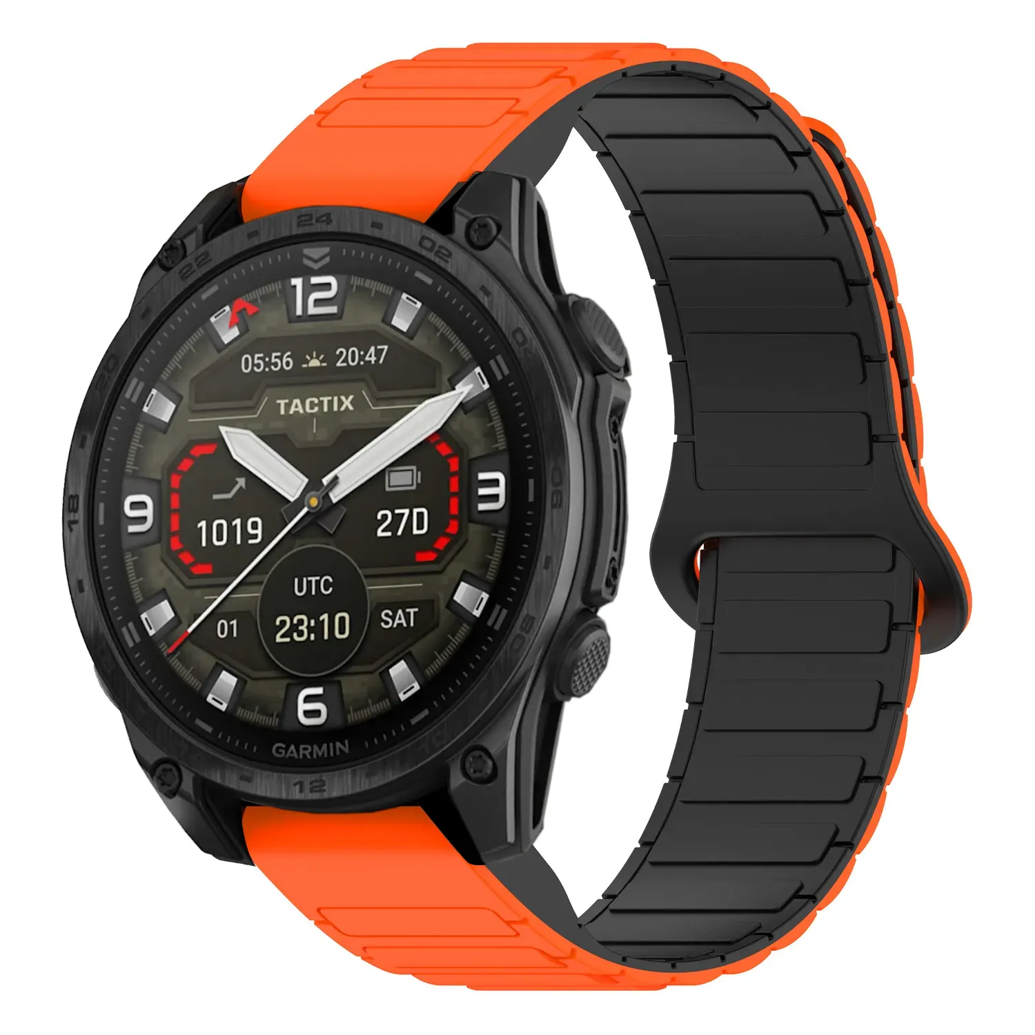 t8.g.r88.12.1 Main Orange & Black StrapsCo MagLoop Active Watch Band Strap for Garmin Tactix 8 – 47mm