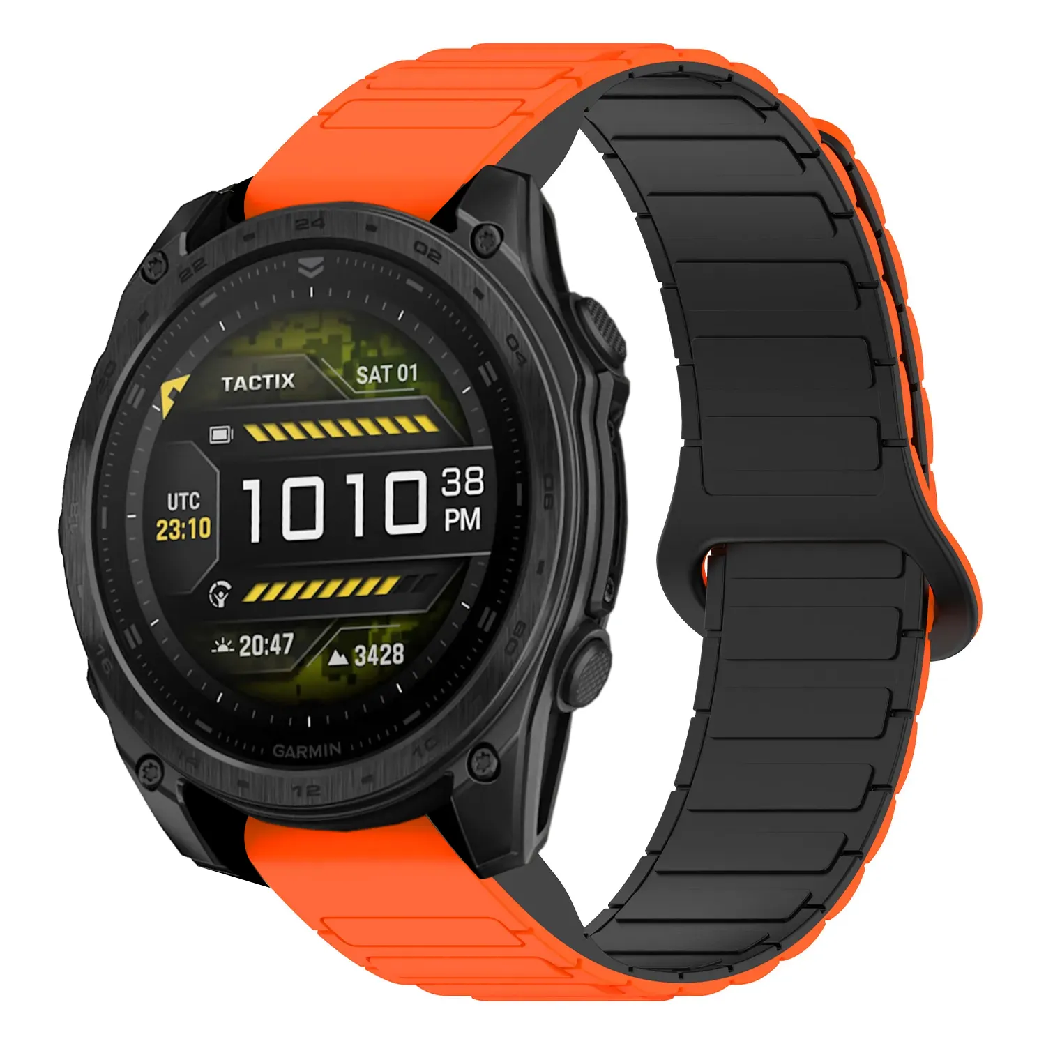 t8.g.r88.12.1 Main Orange & Black StrapsCo MagLoop Active Watch Band Strap for Garmin Tactix 8 – 51mm