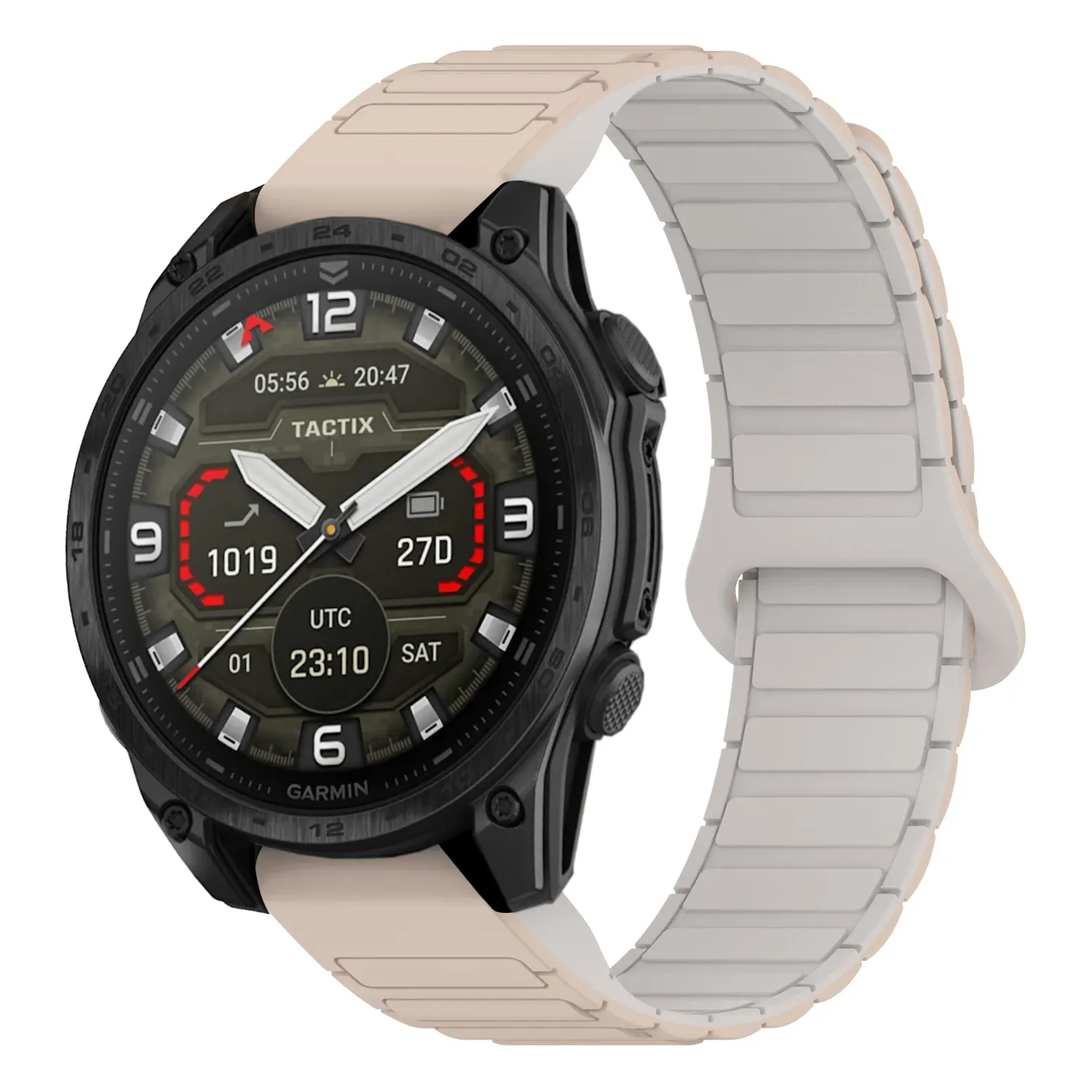 t8.g.r88.17.22 Main Beige & White StrapsCo MagLoop Active Watch Band Strap for Garmin Tactix 8 – 47mm