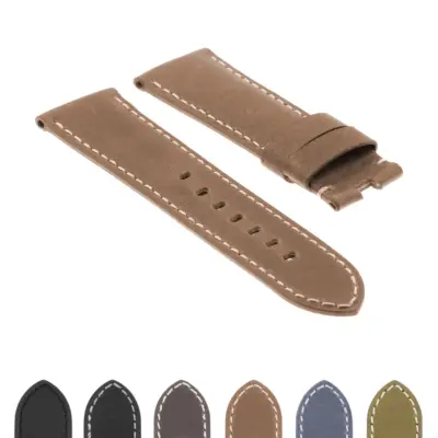 Vintage Leather Strap for Deployant Clasp by DASSARI, available in 22mm, 24mm, and 26mm sizes. Perfect for enhancing your watch with a classic leather look