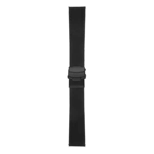 Rubber Strap In Black W Black Stitching & Matte Black Clasp