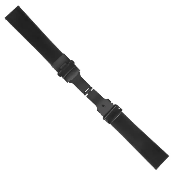 Rubber Strap In Black W Black Stitching & Matte Black Clasp