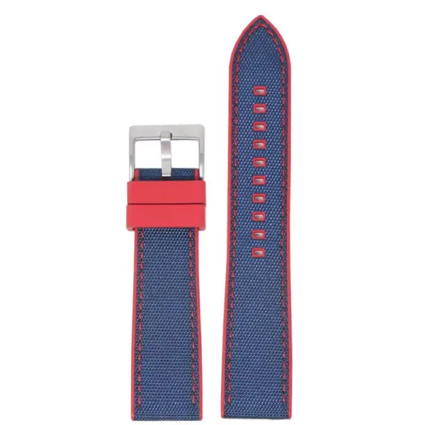 fk15.6.5 Up Red & Blue DASSARI Sailcloth FKM Hybrid Watch Band Strap 20mm 22mm