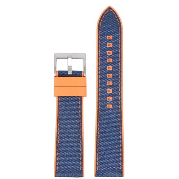 fk15.12.5 Up Orange & Blue DASSARI Sailcloth FKM Hybrid Watch Band Strap 20mm 22mm