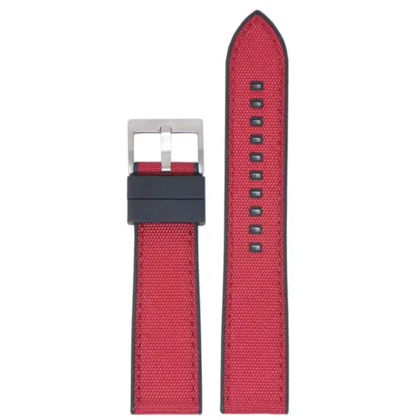 fk15.1.6 Up Black & Red DASSARI Sailcloth FKM Hybrid Watch Band Strap 20mm 22mm