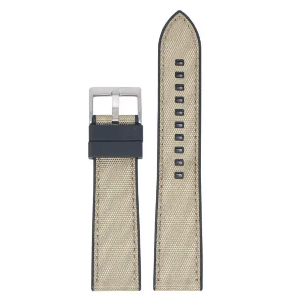 fk15.1.17 Up Black & Khaki DASSARI Sailcloth FKM Hybrid Watch Band Strap 20mm 22mm