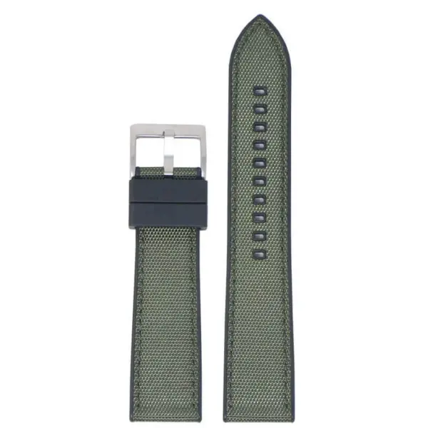 fk15.1.11 Up Black & Green DASSARI Sailcloth FKM Hybrid Watch Band Strap 20mm 22mm