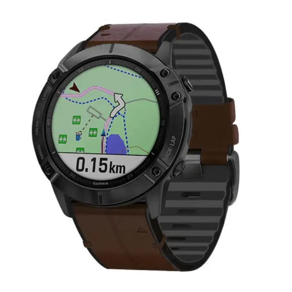 Stylish leather hybrid strap designed for the Garmin Fenix 8 (51mm), offering a perfect blend of comfort and durability for outdoor adventures and everyday wear