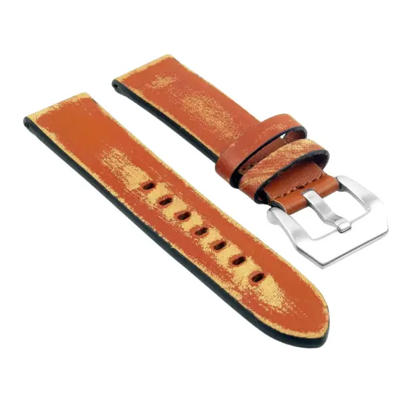 Shop the Destroyed Thick Leather Strap at Ele Straps. Available in 20mm, 22mm, 24mm, and 26mm sizes, this stylish leather watch band adds a rugged touch to any timepiece