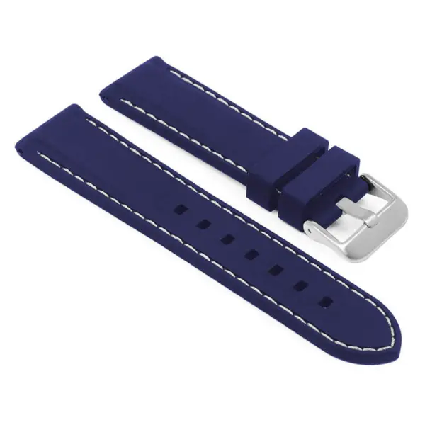 pu1.5.22.bs Main Blue White Brushed Silver Buckle StrapsCo Silicone Rubber Divers Watch Band Strap with Contrast Stitching