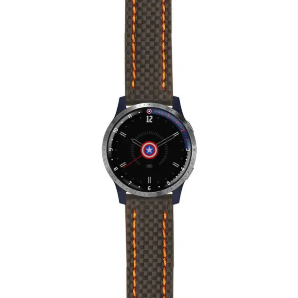g.lh.fa.st25 Main Black & Orange StrapsCo Heavy Duty Carbon Fiber Watch Strap 22mm