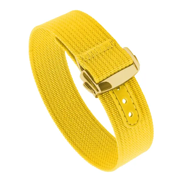 nt16.10.yg Round Mustard StrapsCo One Piece Explorer Watch Band Strap with Deployant Clasp 18mm 20mm 22mm