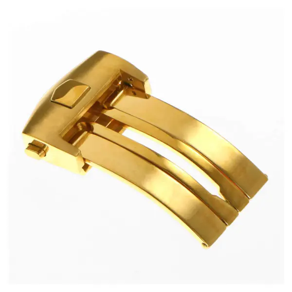 Gold Tag Heuer-style deployment clasp for watch bands, available in sizes 18mm and 20mm. Ideal for enhancing your watch's style and functionality