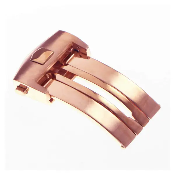 Elegant Tag Heuer-style deployment clasp in a sleek rose gold finish. Available in sizes 18mm and 20mm, perfect for enhancing your watch's style and functionality