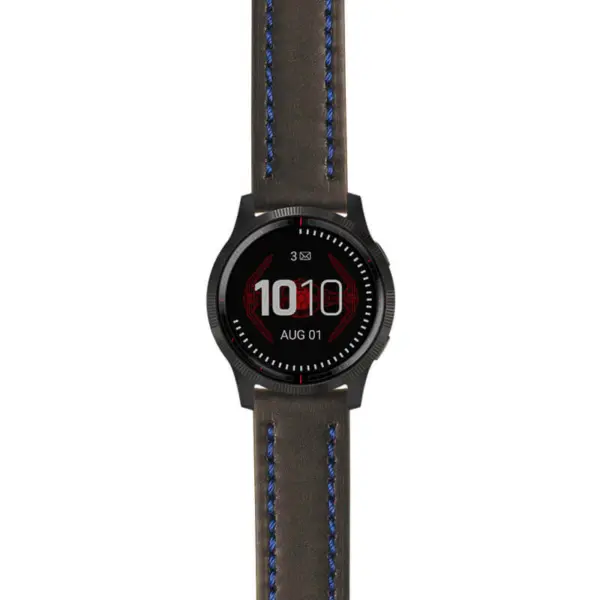 g.ls.dv.st23 Main Black & Blue StrapsCo Heavy Duty Mens Leather Watch Band Strap 22mm