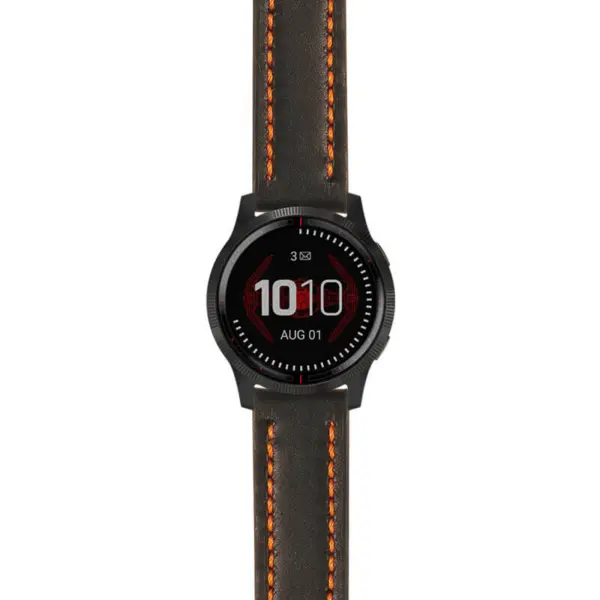 g.ls.dv.st23 Main Black & Orange StrapsCo Heavy Duty Mens Leather Watch Band Strap 22mm