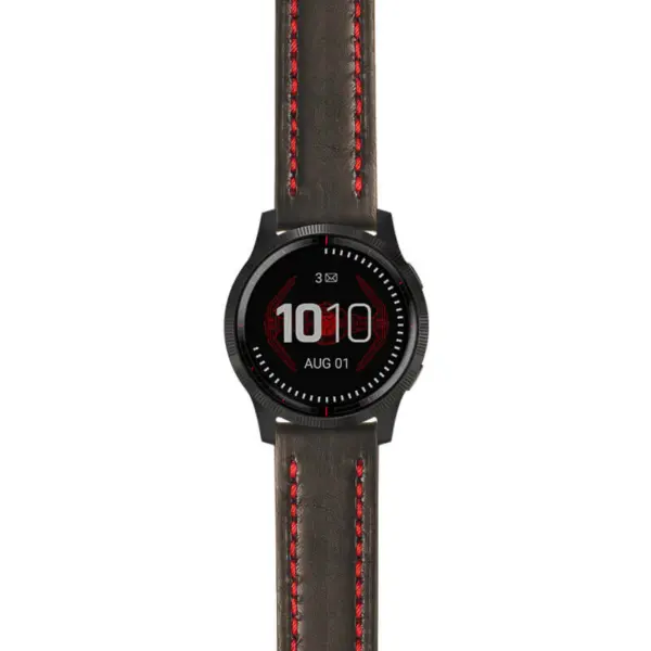 g.ls.dv.st23 Main Black & Red StrapsCo Heavy Duty Mens Leather Watch Band Strap 22mm