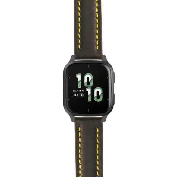 g.vsq2.st23 Main Black & Yellow StrapsCo Heavy Duty Mens Leather Watch Band Strap 20mm
