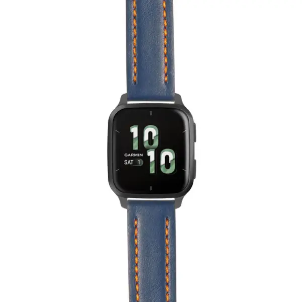 g.vsq2.st23 Main Blue & Orange StrapsCo Heavy Duty Mens Leather Watch Band Strap 20mm
