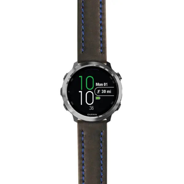 g.f645.st23 Main Black & Blue StrapsCo Heavy Duty Mens Leather Watch Band Strap 20mm