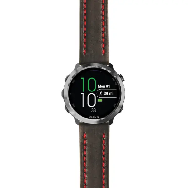 g.f645.st23 Main Black & Red StrapsCo Heavy Duty Mens Leather Watch Band Strap 20mm