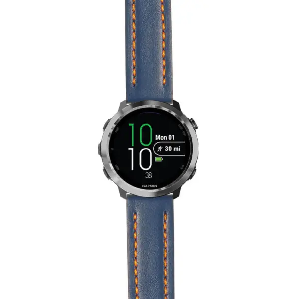 g.f645.st23 Main Blue & Orange StrapsCo Heavy Duty Mens Leather Watch Band Strap 20mm