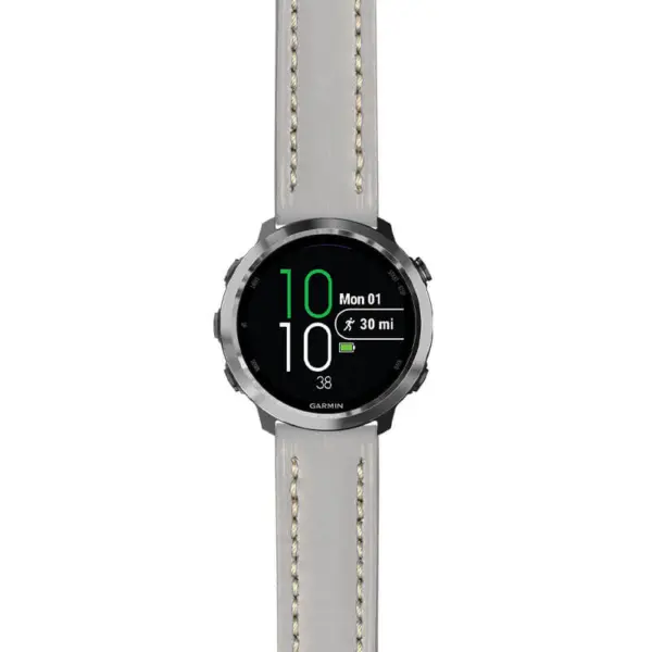 g.f645.st23 Main Grey & White StrapsCo Heavy Duty Mens Leather Watch Band Strap 20mm
