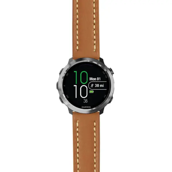 g.f645.st23 Main Tan & White StrapsCo Heavy Duty Mens Leather Watch Band Strap 20mm