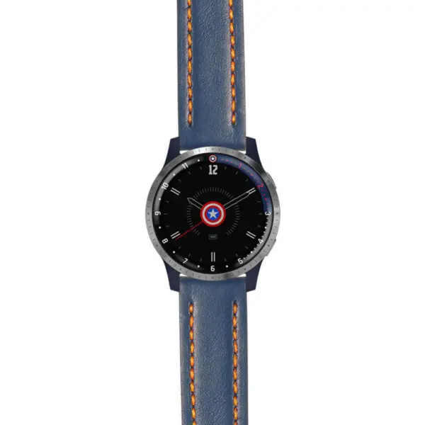 g.lh.fa.st23 Main Blue & Orange StrapsCo Heavy Duty Mens Leather Watch Band Strap 22mm