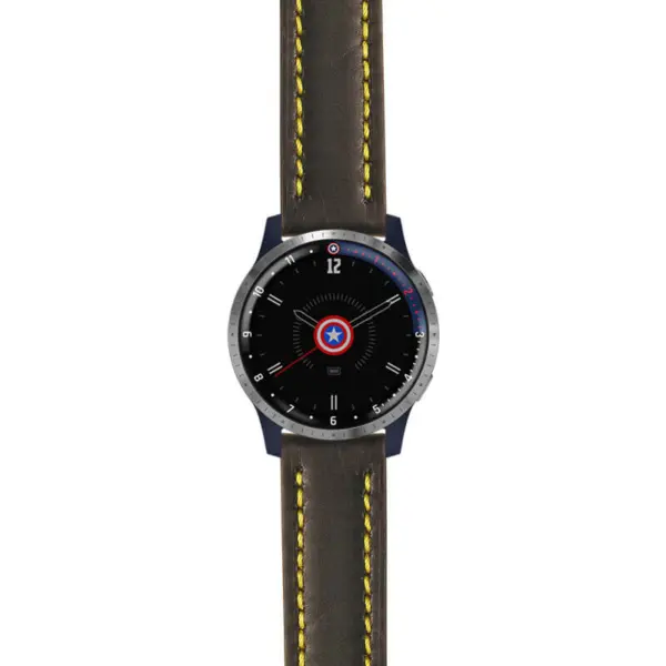 g.lh.fa.st23 Main Black & Yellow StrapsCo Heavy Duty Mens Leather Watch Band Strap 22mm