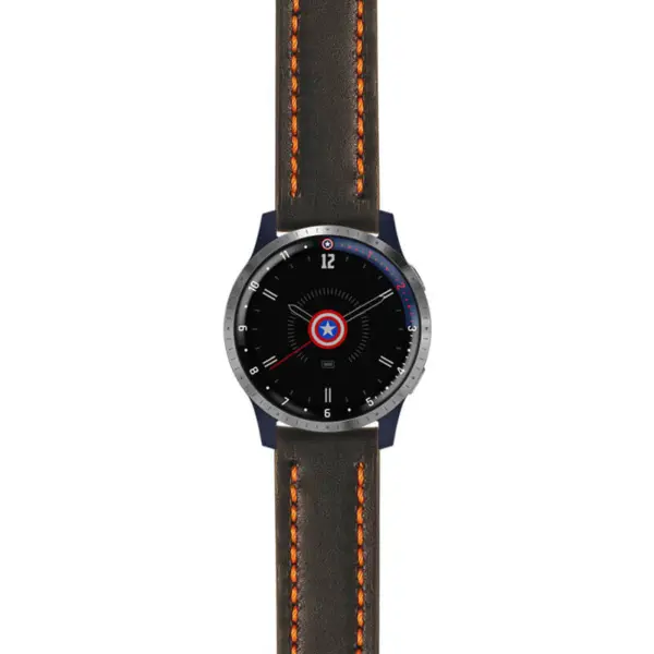 g.lh.fa.st23 Main Black & Orange StrapsCo Heavy Duty Mens Leather Watch Band Strap 22mm