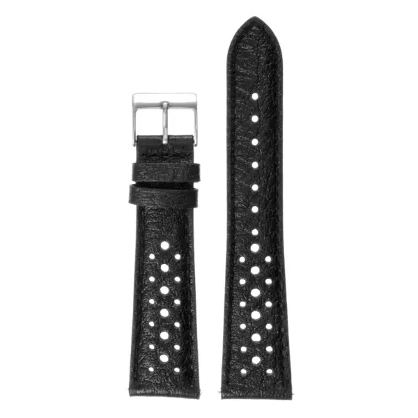 Ra6.1 Main Black DASSARI Perforated Leather Rally Watch Band Strap 18mm 19mm 20mm 21mm 22mm