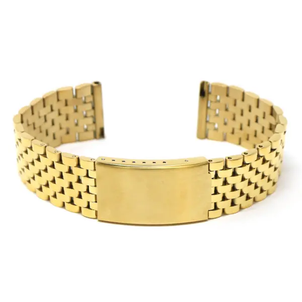 M.bd2.yg Main Yellow Gold StrapsCo Stainless Steel Vintage Beads Of Rice Bracelet Quick Release Strap 18mm 19mm 20mm 21mm 22mm
