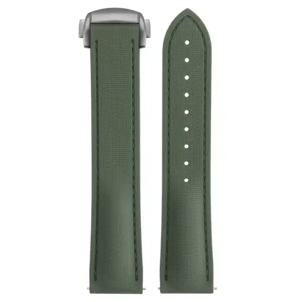 kd9.11.11.bs Up Green (Brushed Silver Clasp) DASSARI Sailcloth FKM Hybrid Watch Band Strap with Deployant Clasp 20mm 21mm 22mm