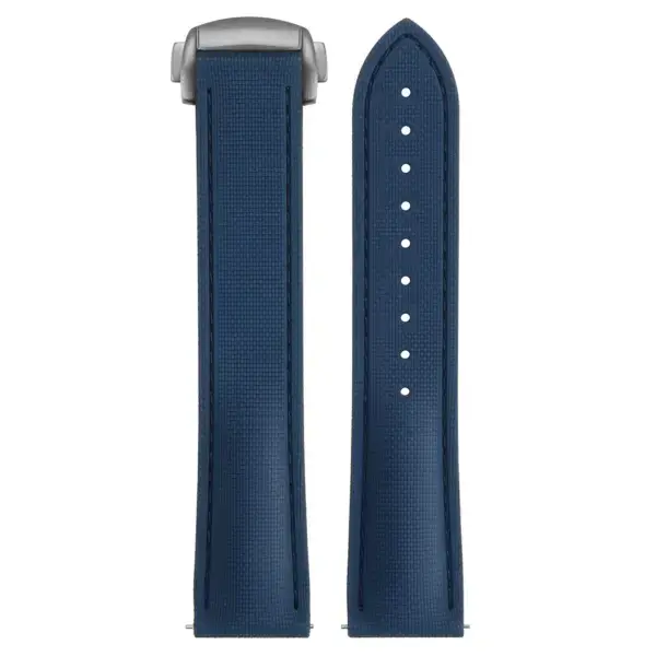 kd9.5.5.bs Up Blue (Brushed Silver Clasp) DASSARI Sailcloth FKM Hybrid Watch Band Strap with Deployant Clasp 20mm 21mm 22mm