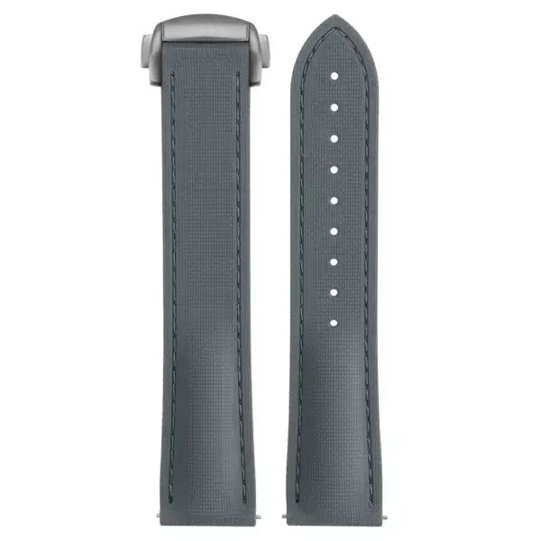 kd9.7.7.bs Up Grey (Brushed Silver Clasp) DASSARI Sailcloth FKM Hybrid Watch Band Strap with Deployant Clasp 20mm 21mm 22mm