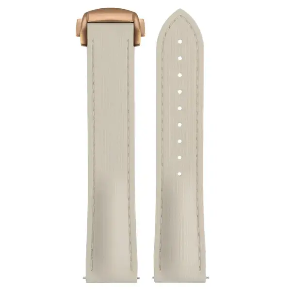 kd9.17.17.rg Up Beige (Rose Gold Clasp) DASSARI Sailcloth FKM Hybrid Watch Band Strap with Deployant Clasp 20mm 21mm 22mm