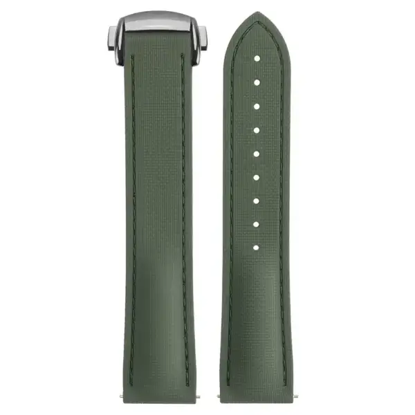 kd9.11.11.ps Up Green (Polished Silver Clasp) DASSARI Sailcloth FKM Hybrid Watch Band Strap with Deployant Clasp 20mm 21mm 22mm